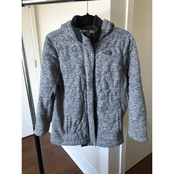 The North Face Girls Gray Down Coat w/ Hood - Size XL